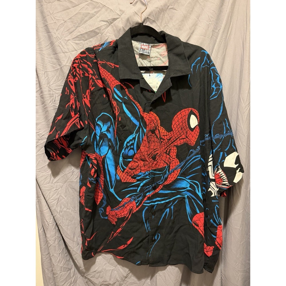 Marvel Spiderman Venom Carnage Rayon Button Up Size XL Shoe Palace NWT